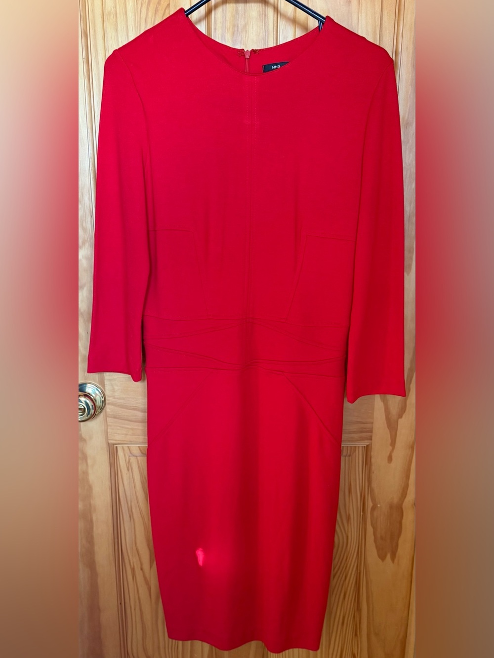 Mango Red Long Sleeve Sheath Dress